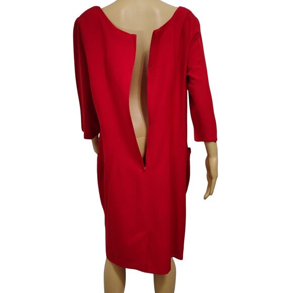 1980s Red Long Sleeves Sheath Midi Dress Willy's New York Co Size 18 - Picture 10 of 12